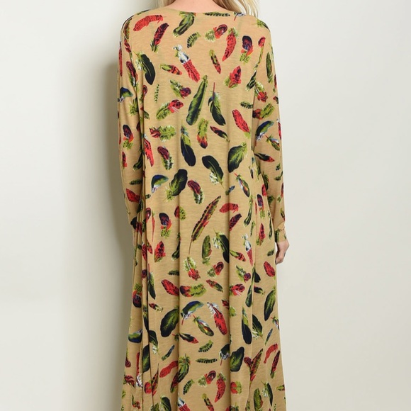 CLEARANCE ‼️TAN WITH FEATHERS cardigan - Kimono - Picture 3 of 3